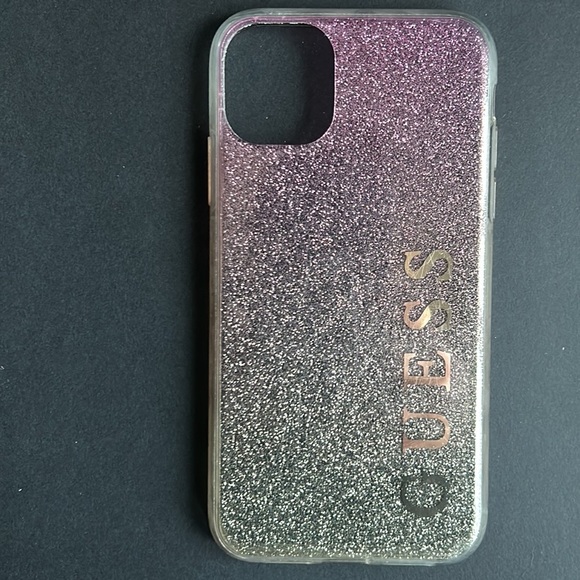 GUESS💫 Gold Pink Glitter Gradient Case /Cover iPhone 11 Pro - Picture 5 of 12